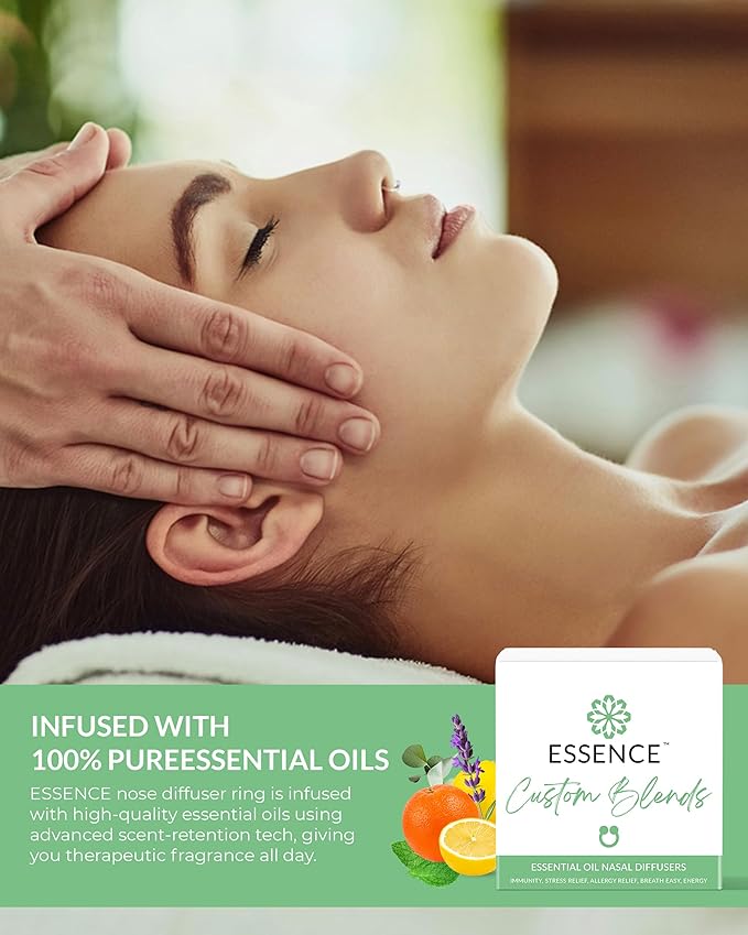 Essence Nasal Diffuser Custom Blends Bundle – Essential Oil Silicone Nose Rings for Energy, Immunity, Stress & Allergy Relief – Wearable Aromatherapy for Daily Wellness & Relaxation - Image 4
